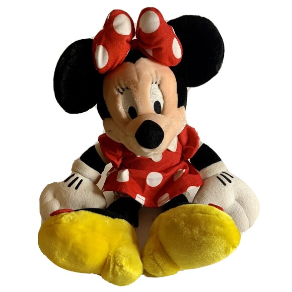 Disney World Store Minnie Mouse Plush Large 19” Stuffed Red Dress Polka Dots Bow - Picture 2 of 7